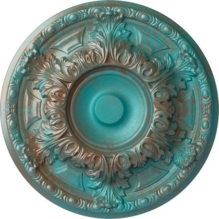 Ekena Millwork Granada Ceiling Medallion (Fits Canopies up to 7 1/8"), 19"OD x 1 1/2"P, Copper Green Patina CM19GACGS